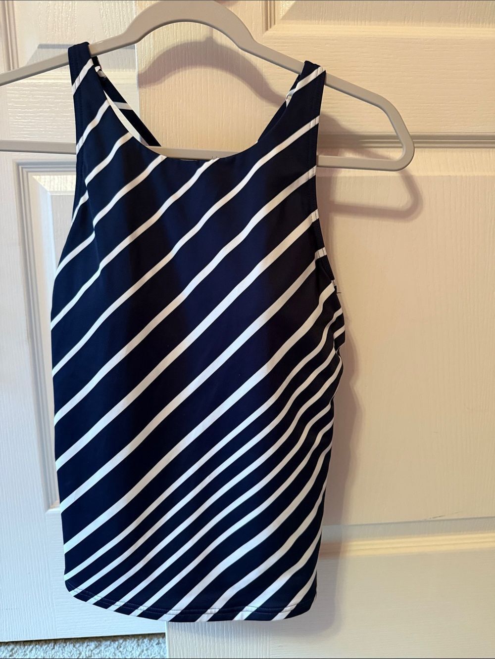 Lands' End Navy and White Striped Top